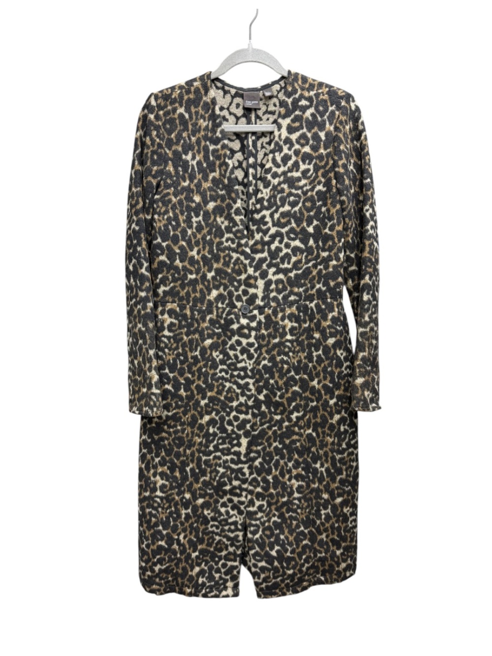 Free Press Leopard Print Long Coatigan/Duster/Jacket in Black & Brown - Picture 2 of 8